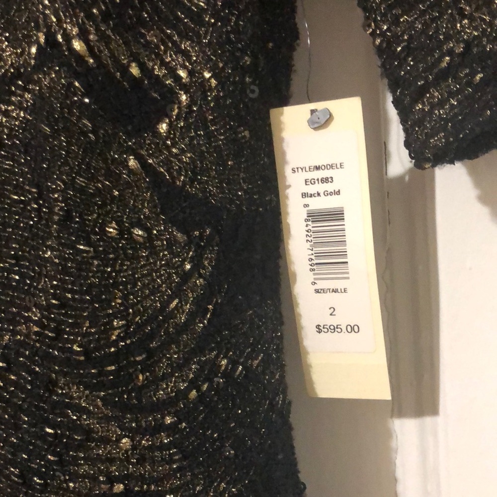Badgley Mischka black and gold gown, NWT!